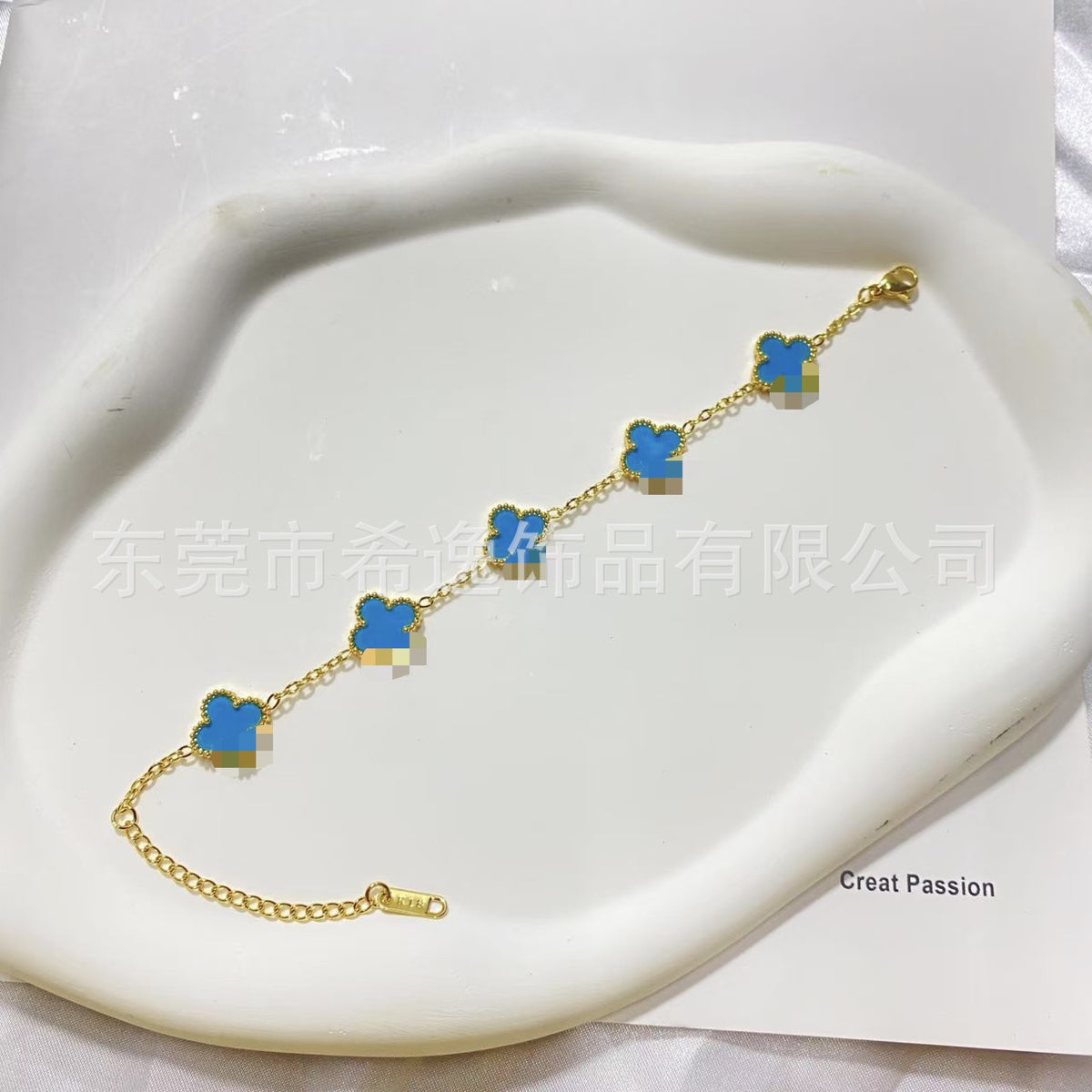Women’s Pink Clover Bracelet, Gold‑Plated Four‑Leaf Clover Fashion Jewelry Bracelet