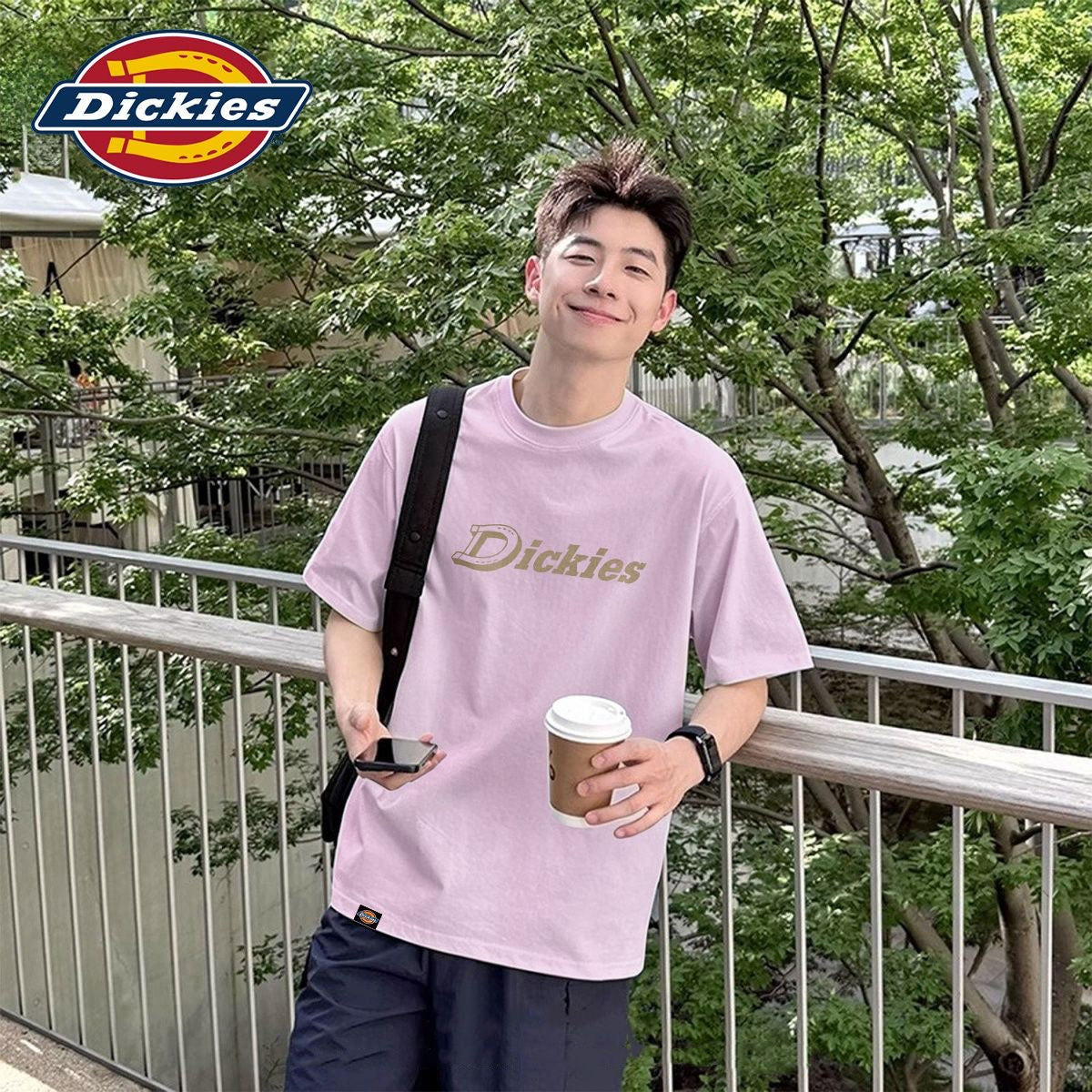 Men’s Classic Logo Print Cotton Short‑Sleeve T‑Shirt, Loose Casual Street‑Wear Tee