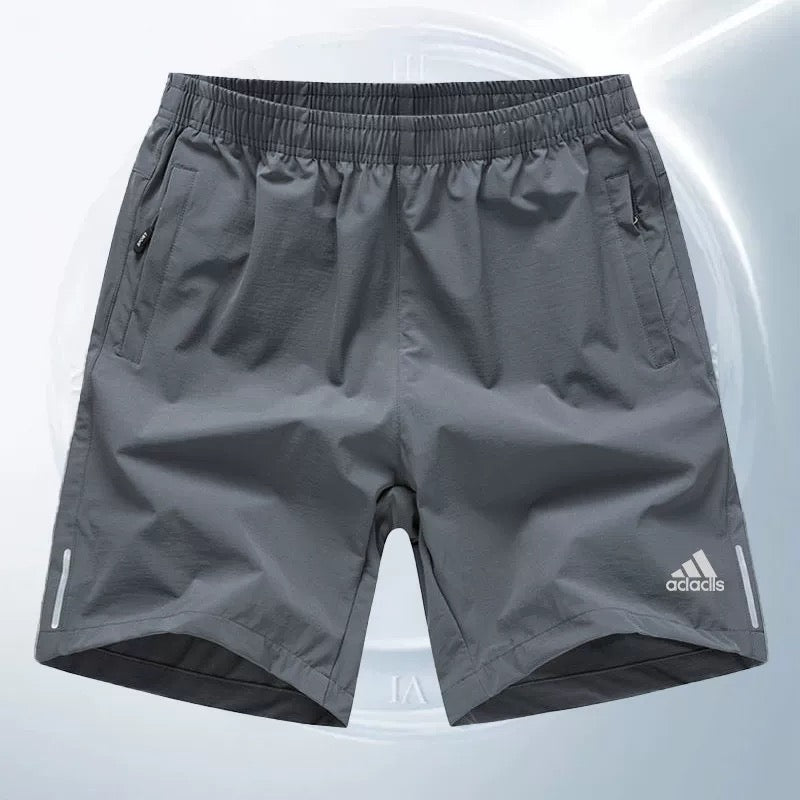Men Quick Dry Casual Sports Shorts, Elastic Waist Shorts With Zipper Pockets