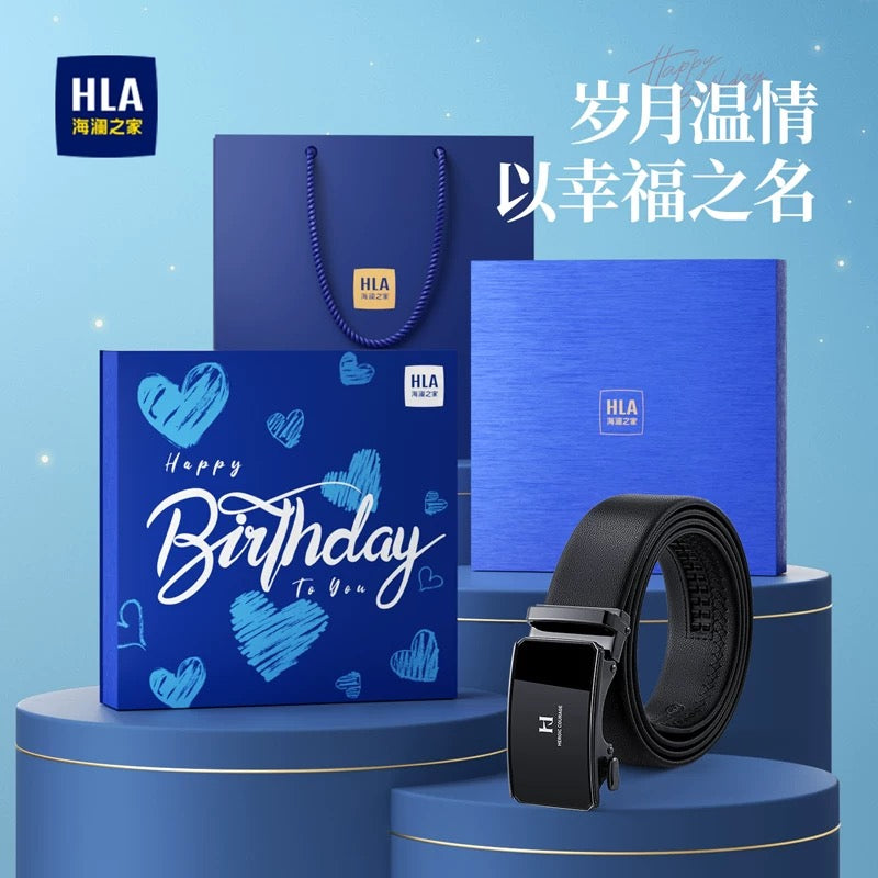 Men Leather Belt, Automatic Buckle Waist Strap With Gift Box Set