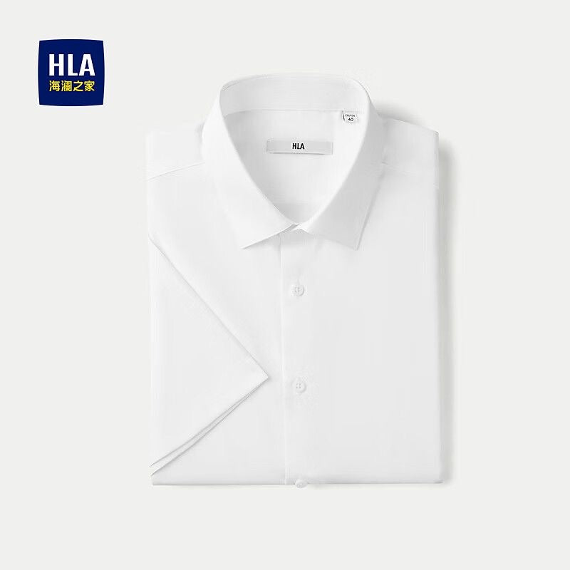 HLA Men's Short‑Sleeve White Dress Shirt