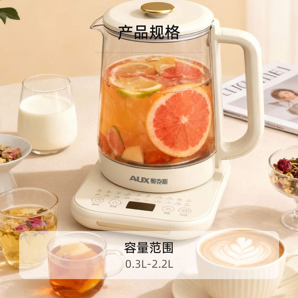 AUX 2.2L Multi‑Function Health Kettle, Glass Electric Tea Boiler with Preset Programs & Timer
