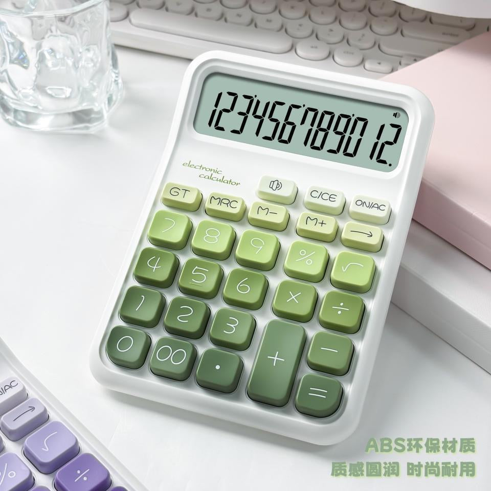 Desktop Office Calculator, 12‑Digit Large Display Solar Battery Dual Power Calculator for Home & Business