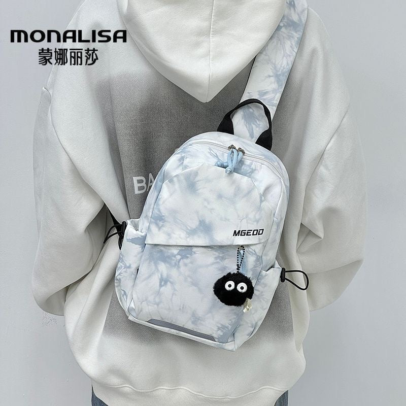Mini Tie‑Dye Backpack, Convertible Crossbody Shoulder Bag, Lightweight Casual School Daypack for Men Women