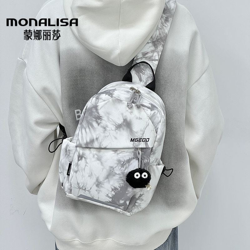 Mini Tie‑Dye Backpack, Convertible Crossbody Shoulder Bag, Lightweight Casual School Daypack for Men Women
