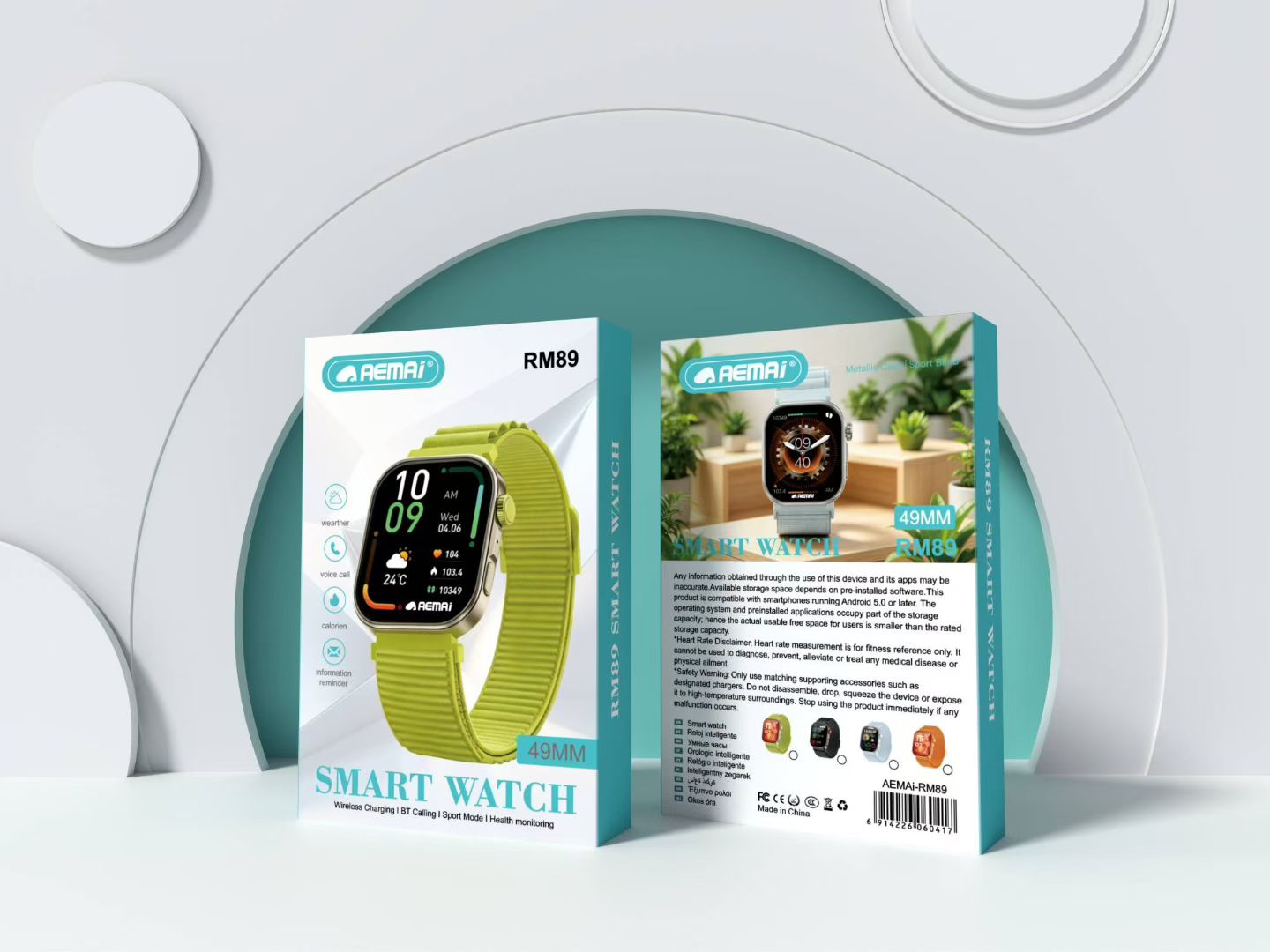 AEMAI RM89 Smart Watch 49MM, Wireless Charging Bluetooth Call Fitness Watch for Daily & Church Use