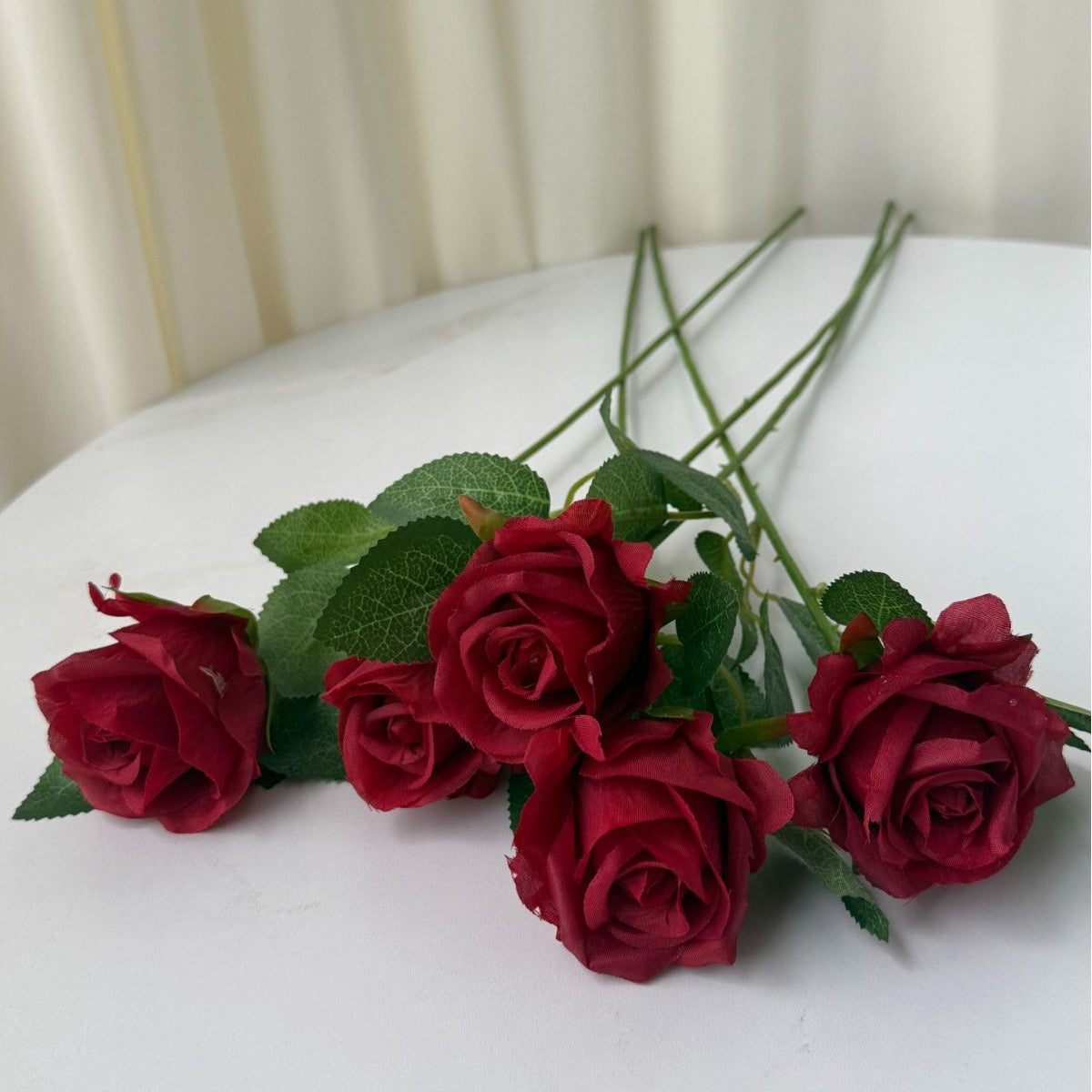 White Artificial Rose Bouquet, Christian Funeral Memorial Flower For Church & Grave