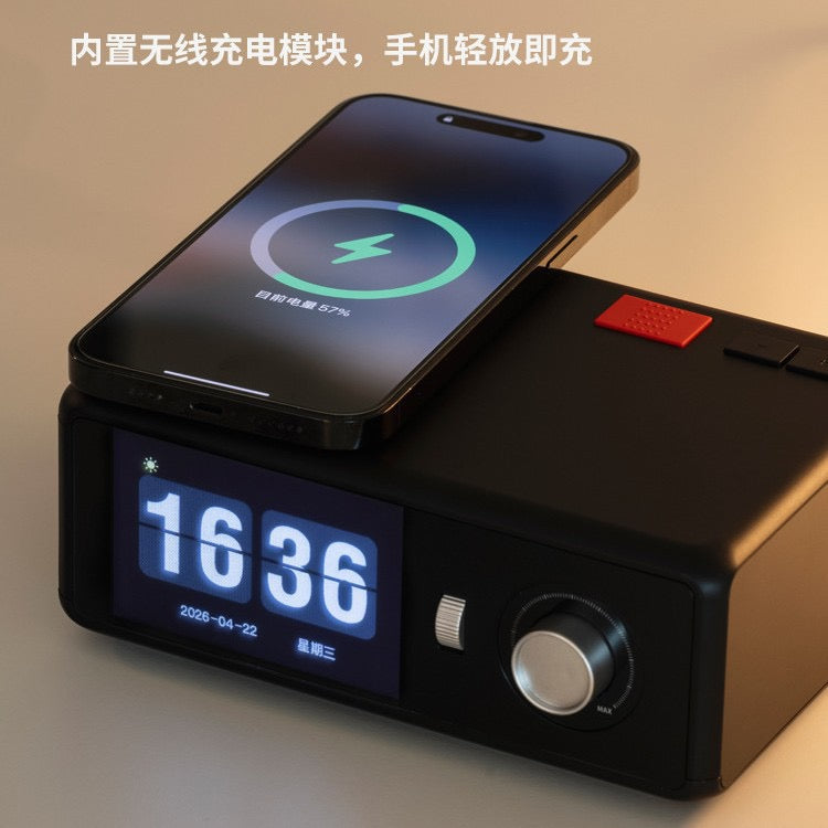 Portable Bluetooth Speaker with Display Screen, Stereo Wireless Audio Player with Clock Function
