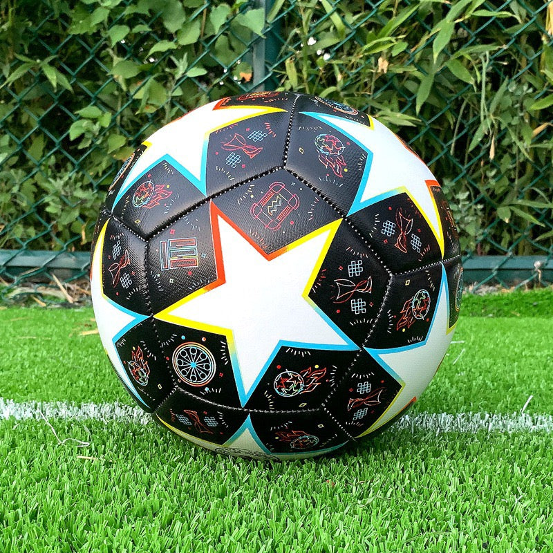 Size 5 Standard Soccer Ball, Durable PU Football for Outdoor Training & Match