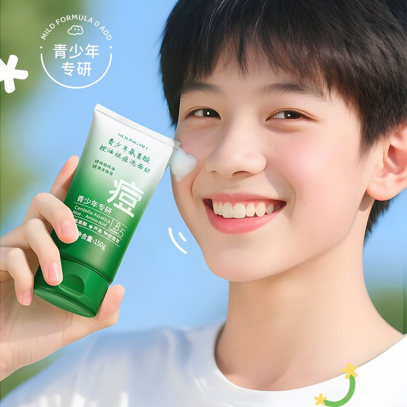 Amino Acid Gentle Facial Cleanser, Oil‑Control Daily Face Wash for Young Skin