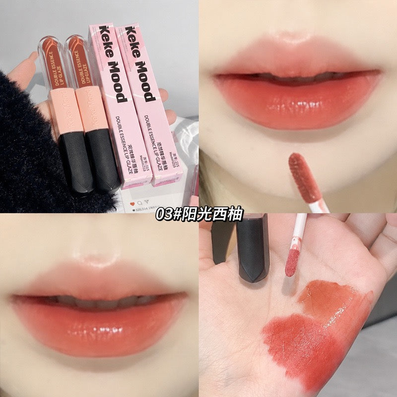 Keke Mood Double‑ended Lip Glaze, Glossy Glass Lip Tint, Long‑wearing Lip Makeup