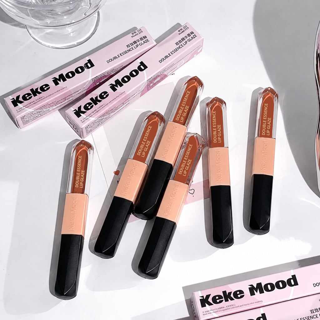 Keke Mood Double‑ended Lip Glaze, Glossy Glass Lip Tint, Long‑wearing Lip Makeup