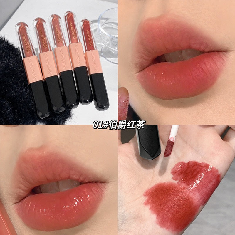 Keke Mood Double‑ended Lip Glaze, Glossy Glass Lip Tint, Long‑wearing Lip Makeup