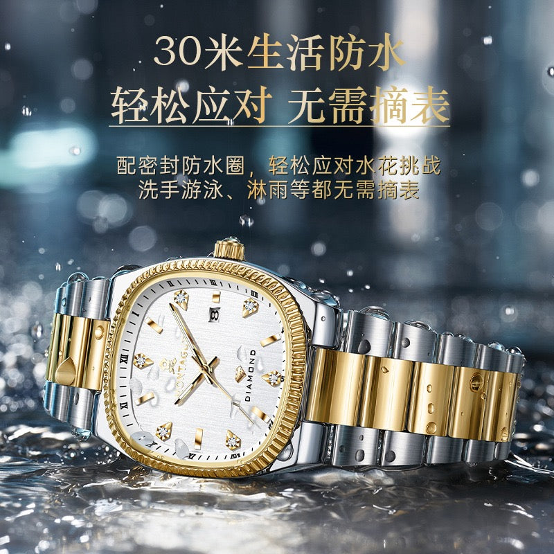Montagut Men’s Quartz Wrist Watch, Two‑Tone Gold Silver Stainless Steel Watch with Date Window