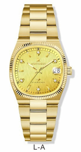 Montagut Men’s Quartz Wrist Watch, Two‑Tone Gold Silver Stainless Steel Watch with Date Window