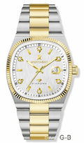Montagut Men’s Quartz Wrist Watch, Two‑Tone Gold Silver Stainless Steel Watch with Date Window