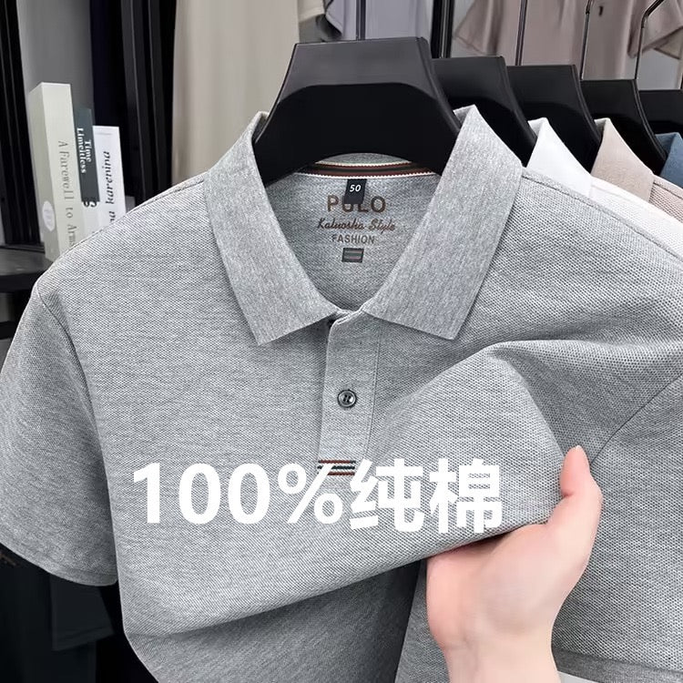 Men’s Classic Short‑Sleeve Polo Shirt, Breathable Pique Knit Business Casual Top