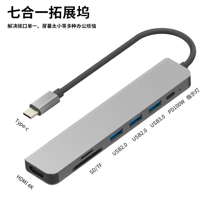 5‑in‑1 Type‑C Hub Docking Station, 4K HDMI + Gigabit Ethernet + PD Charging + Dual USB3.0 Adapter
