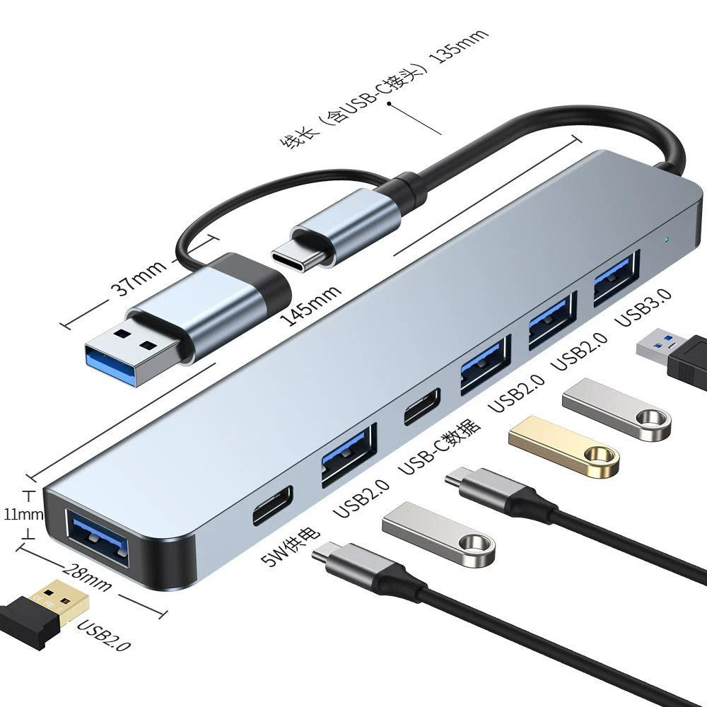 5‑in‑1 Type‑C Hub Docking Station, 4K HDMI + Gigabit Ethernet + PD Charging + Dual USB3.0 Adapter