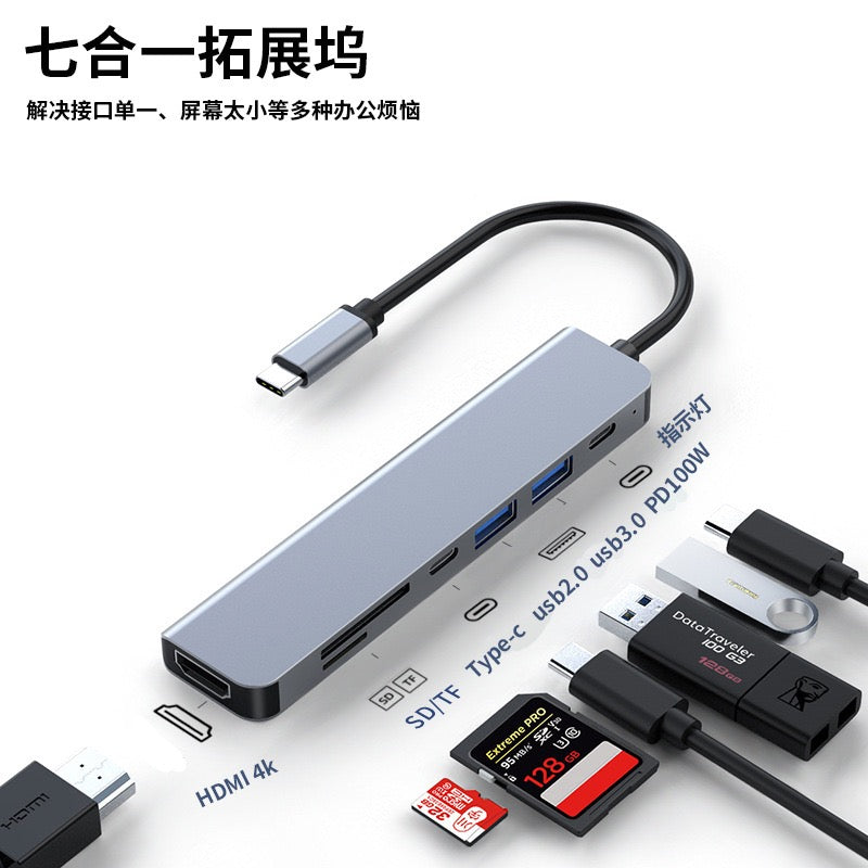 5‑in‑1 Type‑C Hub Docking Station, 4K HDMI + Gigabit Ethernet + PD Charging + Dual USB3.0 Adapter