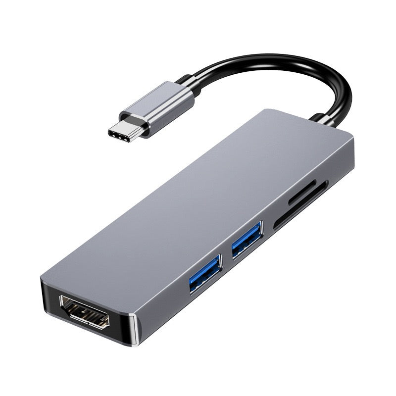 5‑in‑1 Type‑C Hub Docking Station, 4K HDMI + Gigabit Ethernet + PD Charging + Dual USB3.0 Adapter