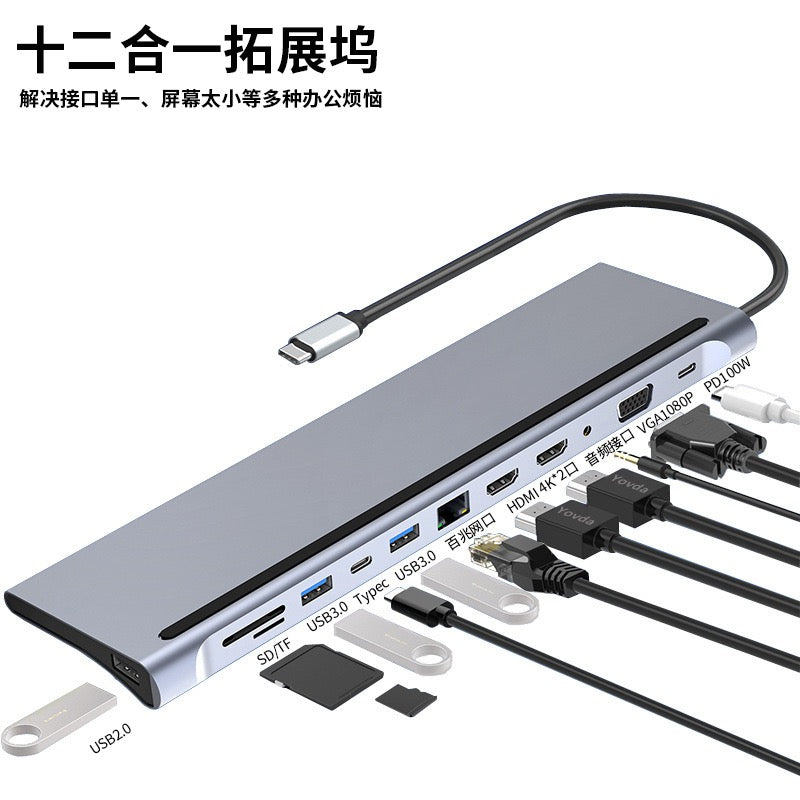 5‑in‑1 Type‑C Hub Docking Station, 4K HDMI + Gigabit Ethernet + PD Charging + Dual USB3.0 Adapter