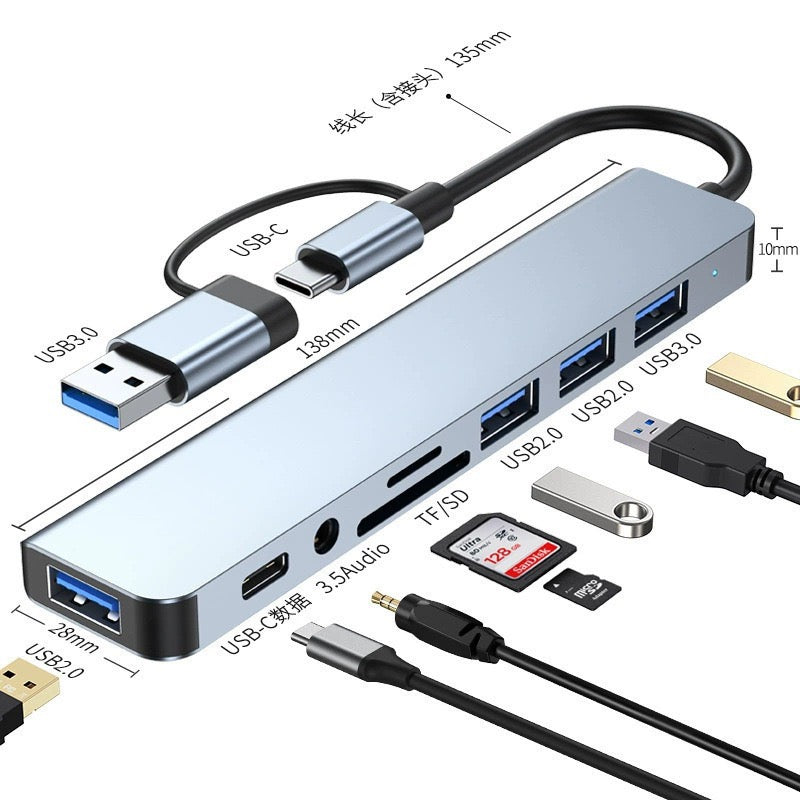 5‑in‑1 Type‑C Hub Docking Station, 4K HDMI + Gigabit Ethernet + PD Charging + Dual USB3.0 Adapter
