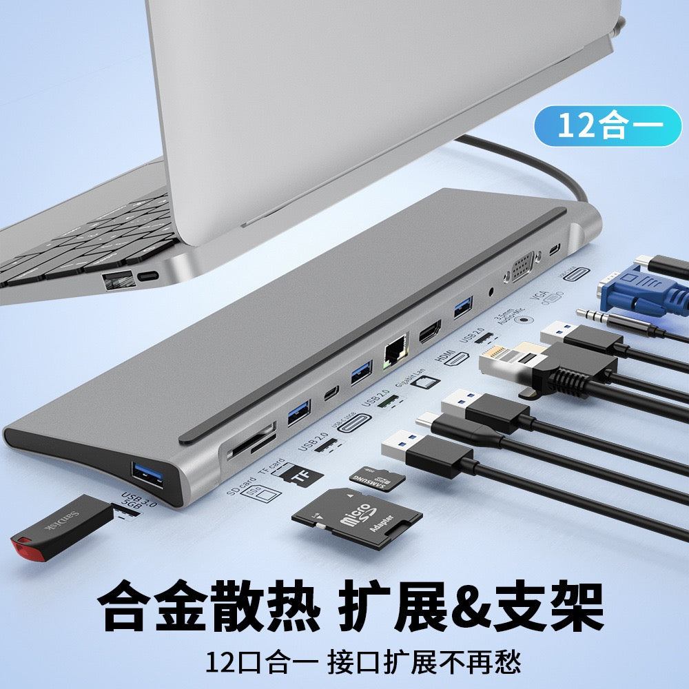 5‑in‑1 Type‑C Hub Docking Station, 4K HDMI + Gigabit Ethernet + PD Charging + Dual USB3.0 Adapter