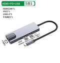 5‑in‑1 Type‑C Hub Docking Station, 4K HDMI + Gigabit Ethernet + PD Charging + Dual USB3.0 Adapter