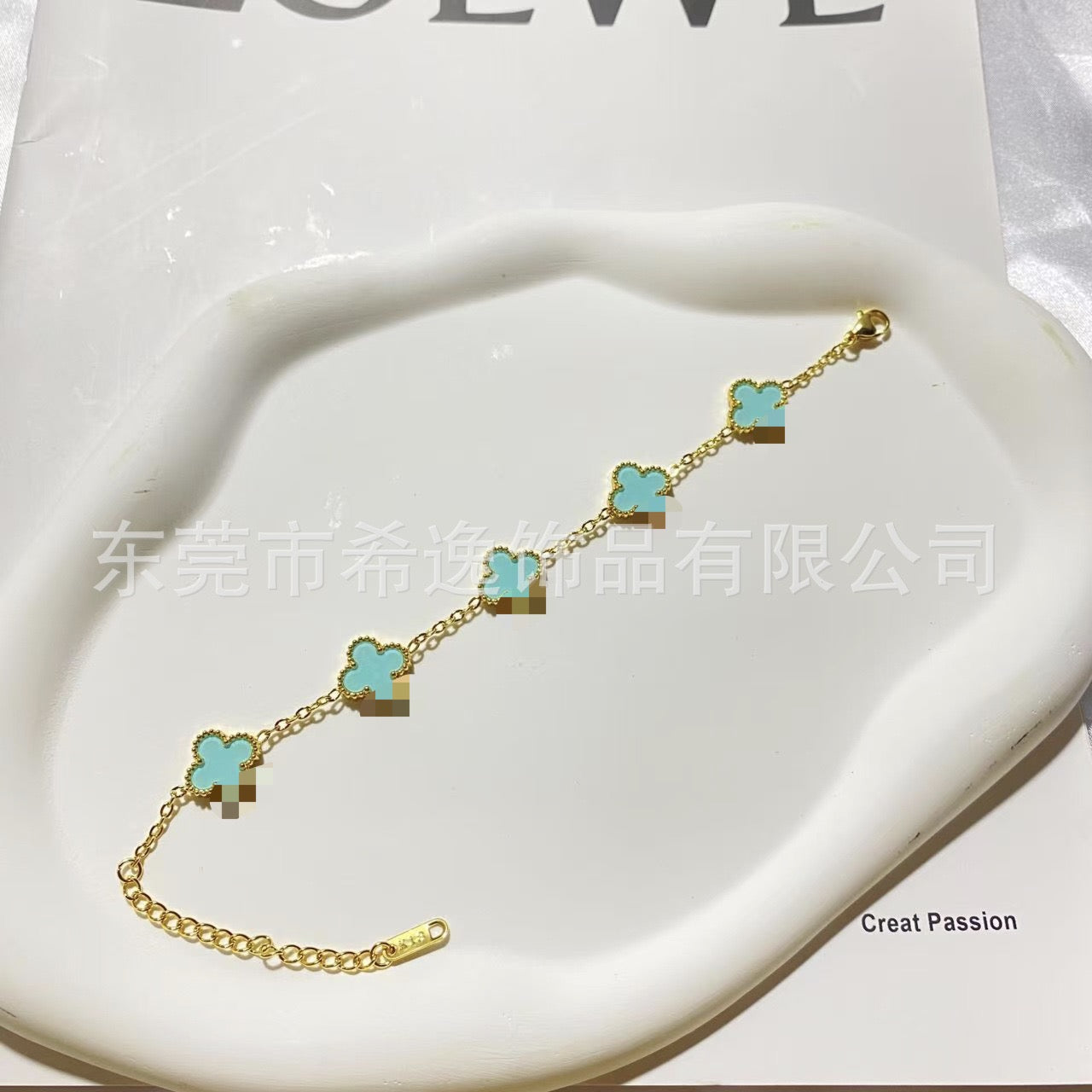 Women’s Pink Clover Bracelet, Gold‑Plated Four‑Leaf Clover Fashion Jewelry Bracelet
