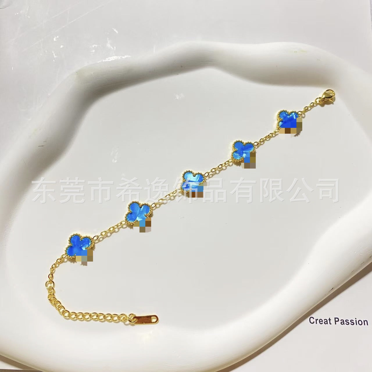 Women’s Pink Clover Bracelet, Gold‑Plated Four‑Leaf Clover Fashion Jewelry Bracelet