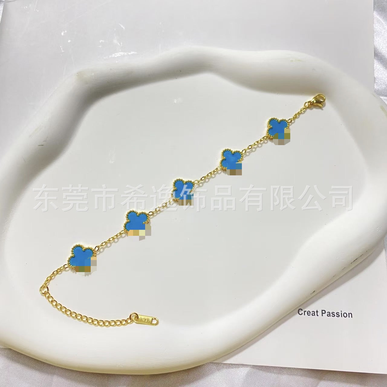 Women’s Pink Clover Bracelet, Gold‑Plated Four‑Leaf Clover Fashion Jewelry Bracelet