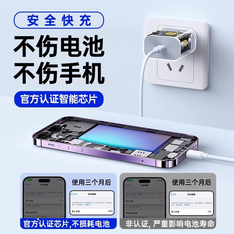 45W PD Fast Charger Kit, Type‑C Power Adapter with Charging Cable for iPhone iPad