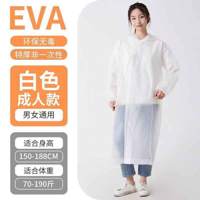 EVA Reusable Adult Raincoat, Long Hooded Rain Poncho for Men & Women