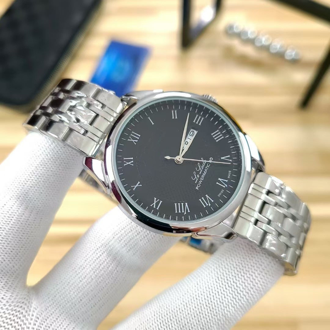 Men Business Quartz Wrist Watch, Roman Numeral Dial Leather Strap Male Watch