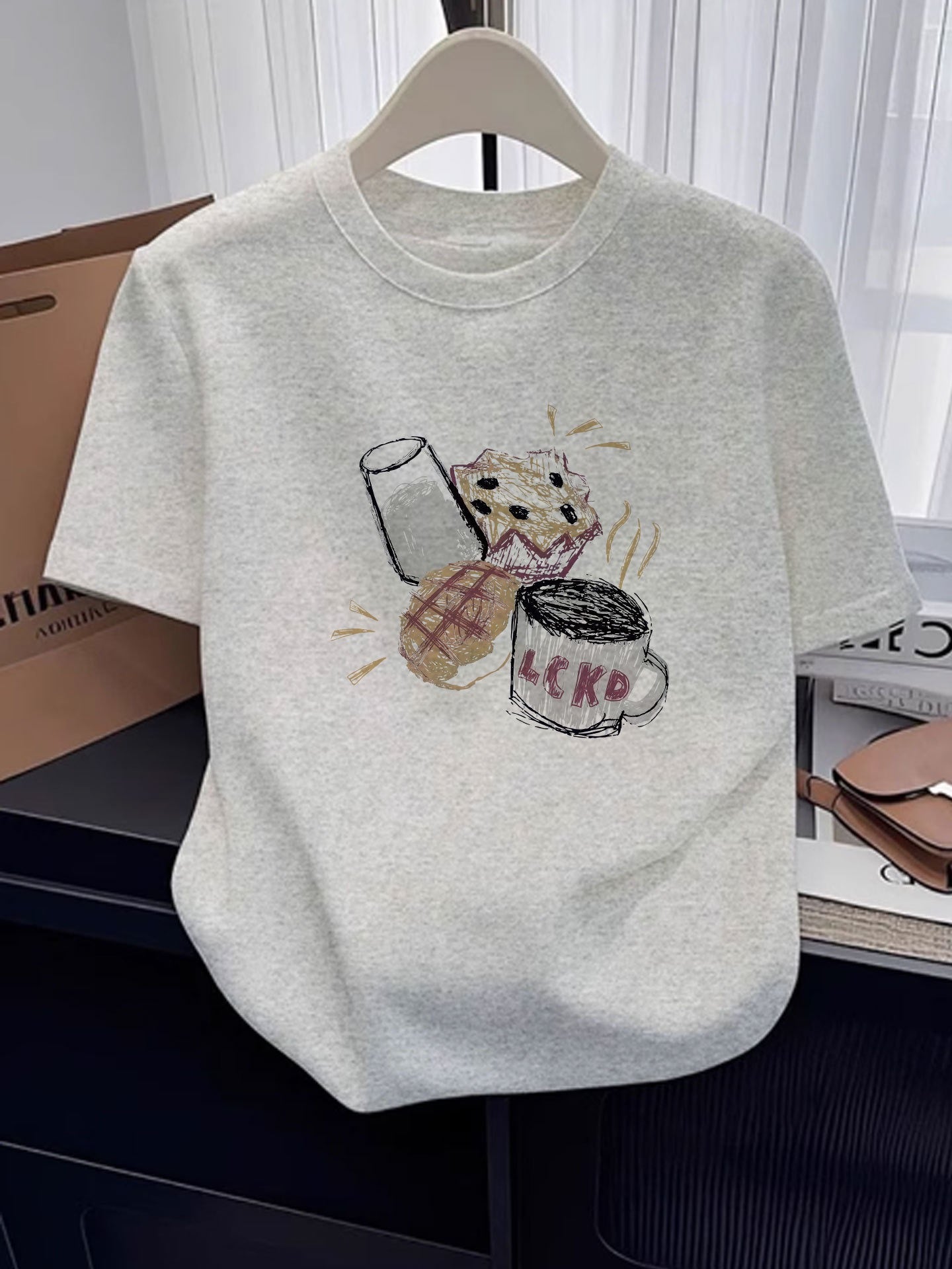 Men Simple Planet Print Short‑Sleeve T‑Shirt, Casual Cotton Crew Neck Tee