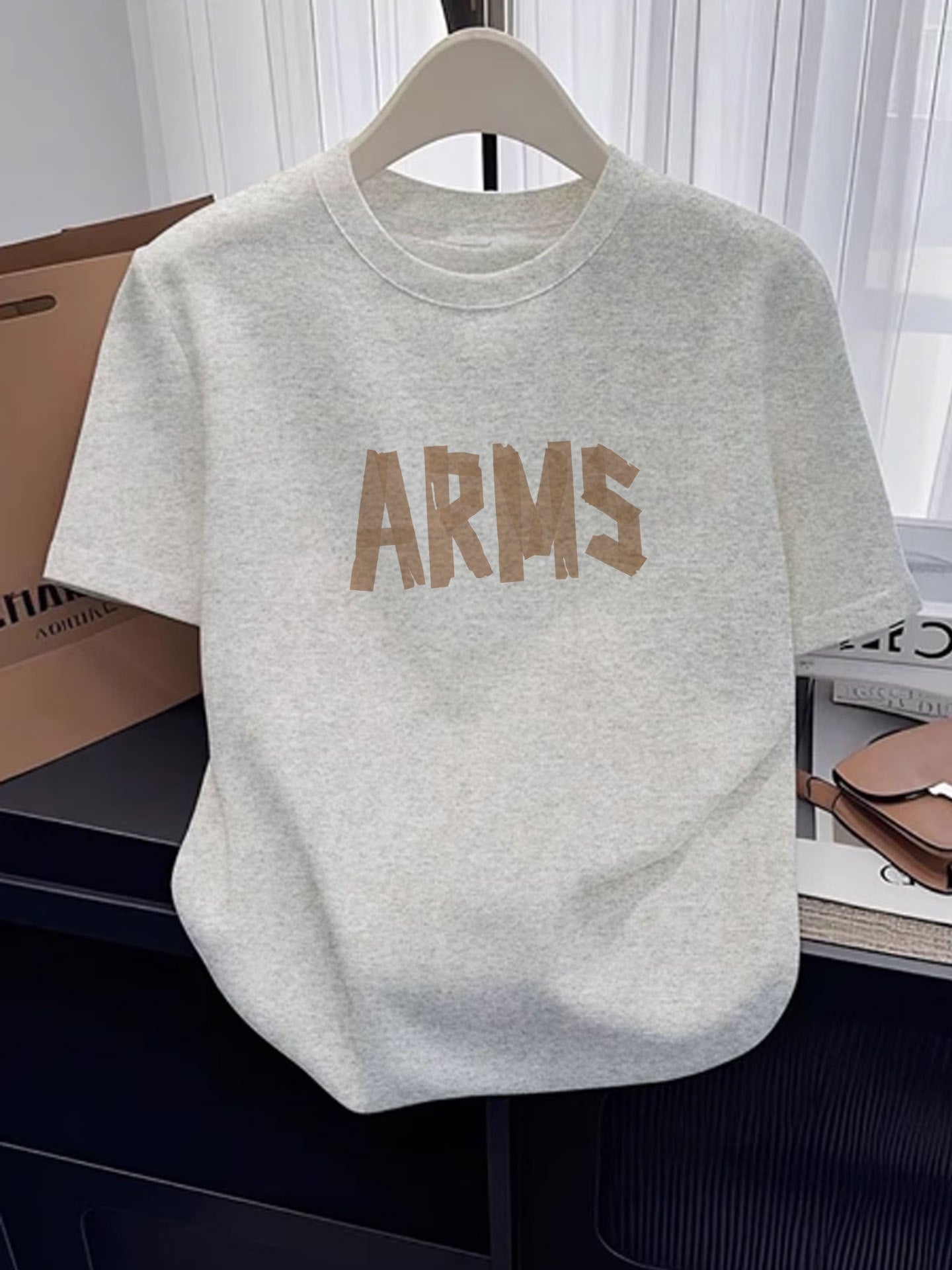 Men Simple Planet Print Short‑Sleeve T‑Shirt, Casual Cotton Crew Neck Tee