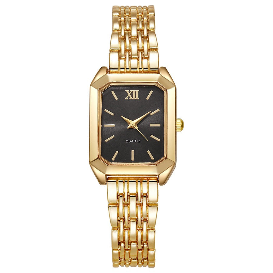 Women Square Gold Bracelet Wrist Watch, Luxury Analog Quartz Ladies Wristwatch