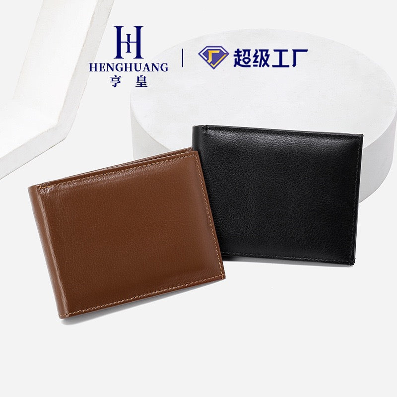 Men Classic Bifold Leather Wallet, Casual Short Purse Card & Cash Holder
