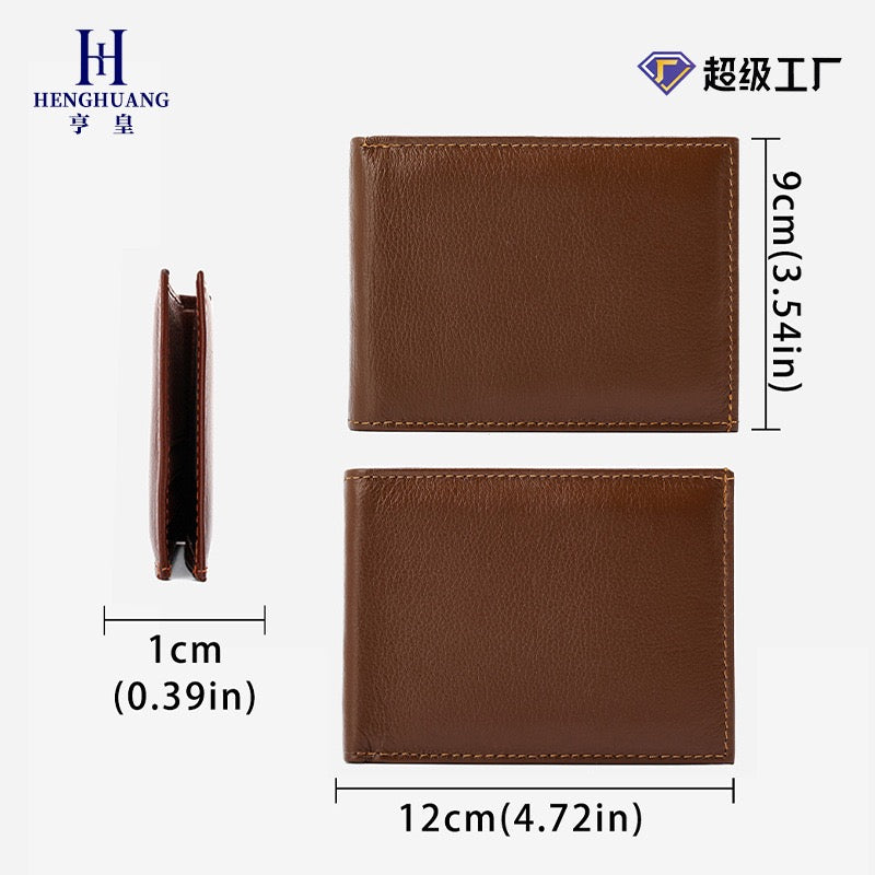 Men Classic Bifold Leather Wallet, Casual Short Purse Card & Cash Holder