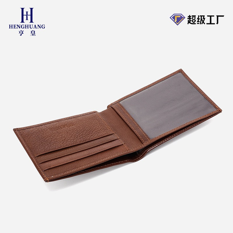 Men Classic Bifold Leather Wallet, Casual Short Purse Card & Cash Holder