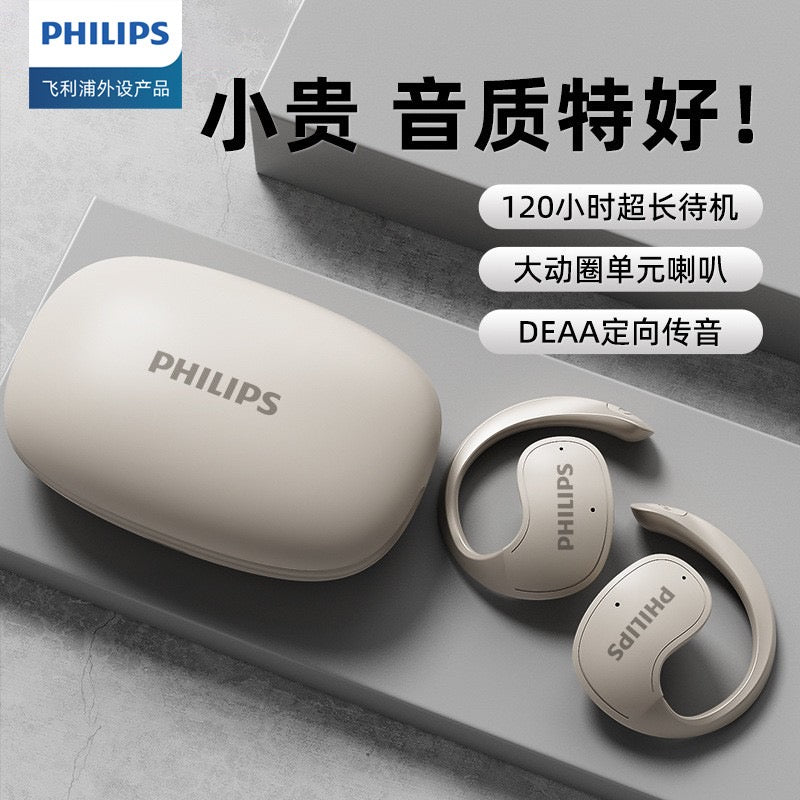 Philips Open‑Ear Wireless Bluetooth Earbuds, 120H Playtime Low Latency Sports Headset