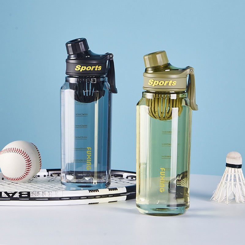 Large Capacity Sports Water Bottle With Mixer Shaker, Portable Leak‑Proof Drinking Bottle For Outdoor & Daily Use