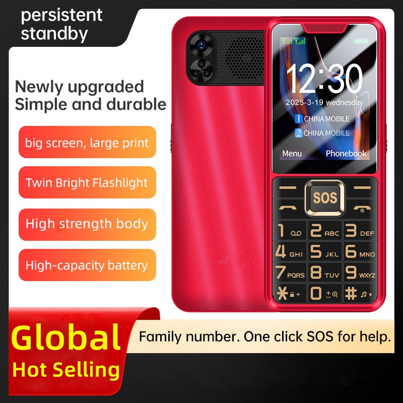 Durable 4G Feature Phone for Seniors, Dual Bright Flashlight, Big Button SOS Emergency Mobile Phone, Dual‑SIM Long Standby Basic Cell Phone