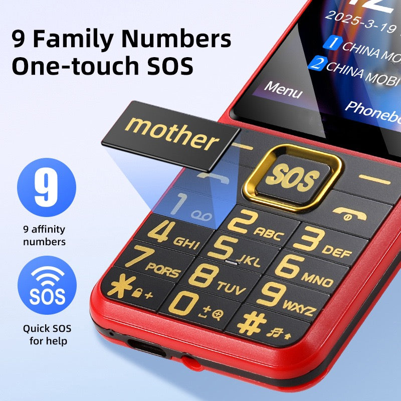Durable 4G Feature Phone for Seniors, Dual Bright Flashlight, Big Button SOS Emergency Mobile Phone, Dual‑SIM Long Standby Basic Cell Phone