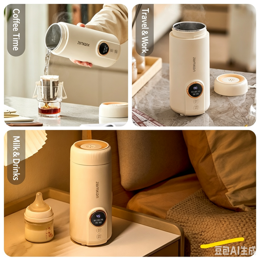 Portable Travel Electric Heating Cup, Boil Water & Constant Temperature Thermos Kettle