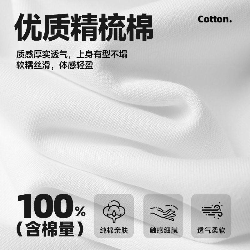 Men’s Classic Logo Print Cotton Short‑Sleeve T‑Shirt, Loose Casual Street‑Wear Tee