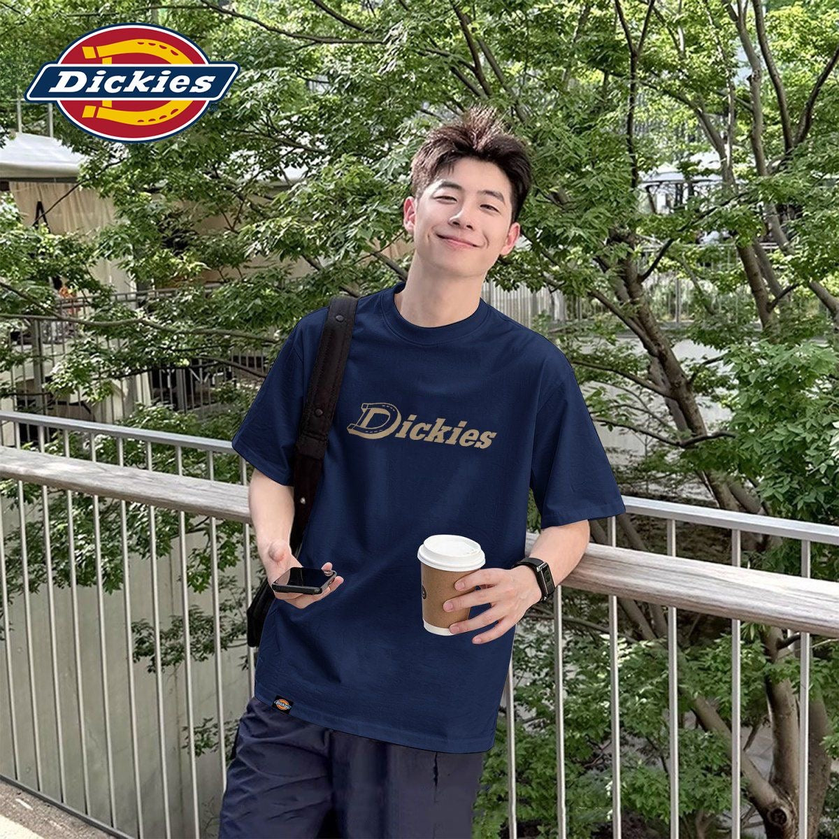 Men’s Classic Logo Print Cotton Short‑Sleeve T‑Shirt, Loose Casual Street‑Wear Tee