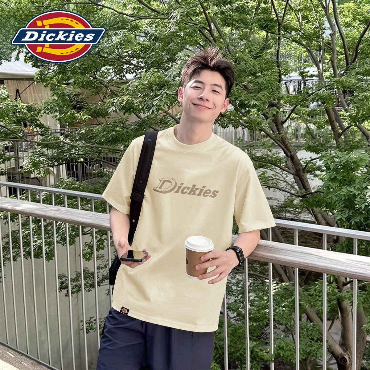 Men’s Classic Logo Print Cotton Short‑Sleeve T‑Shirt, Loose Casual Street‑Wear Tee