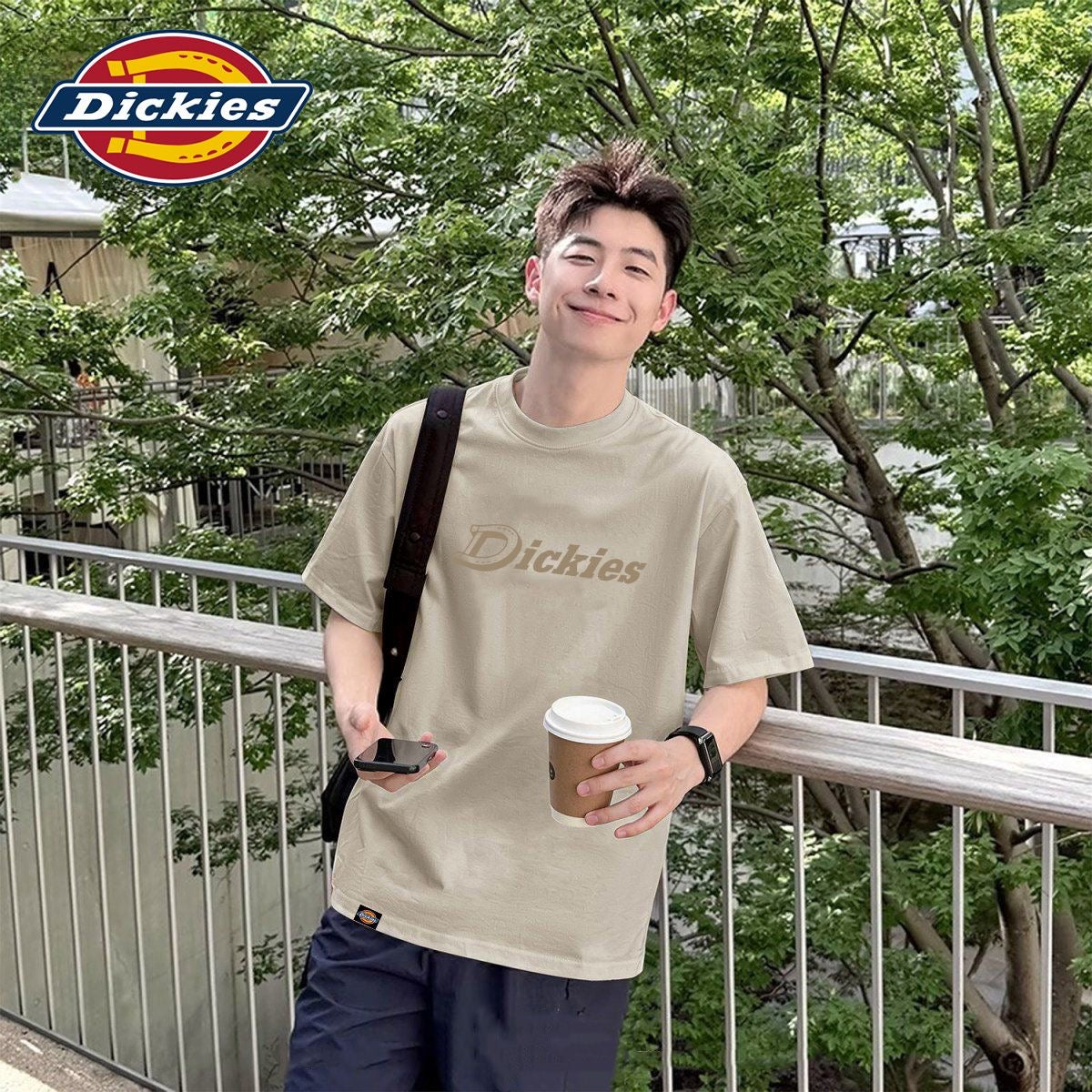 Men’s Classic Logo Print Cotton Short‑Sleeve T‑Shirt, Loose Casual Street‑Wear Tee
